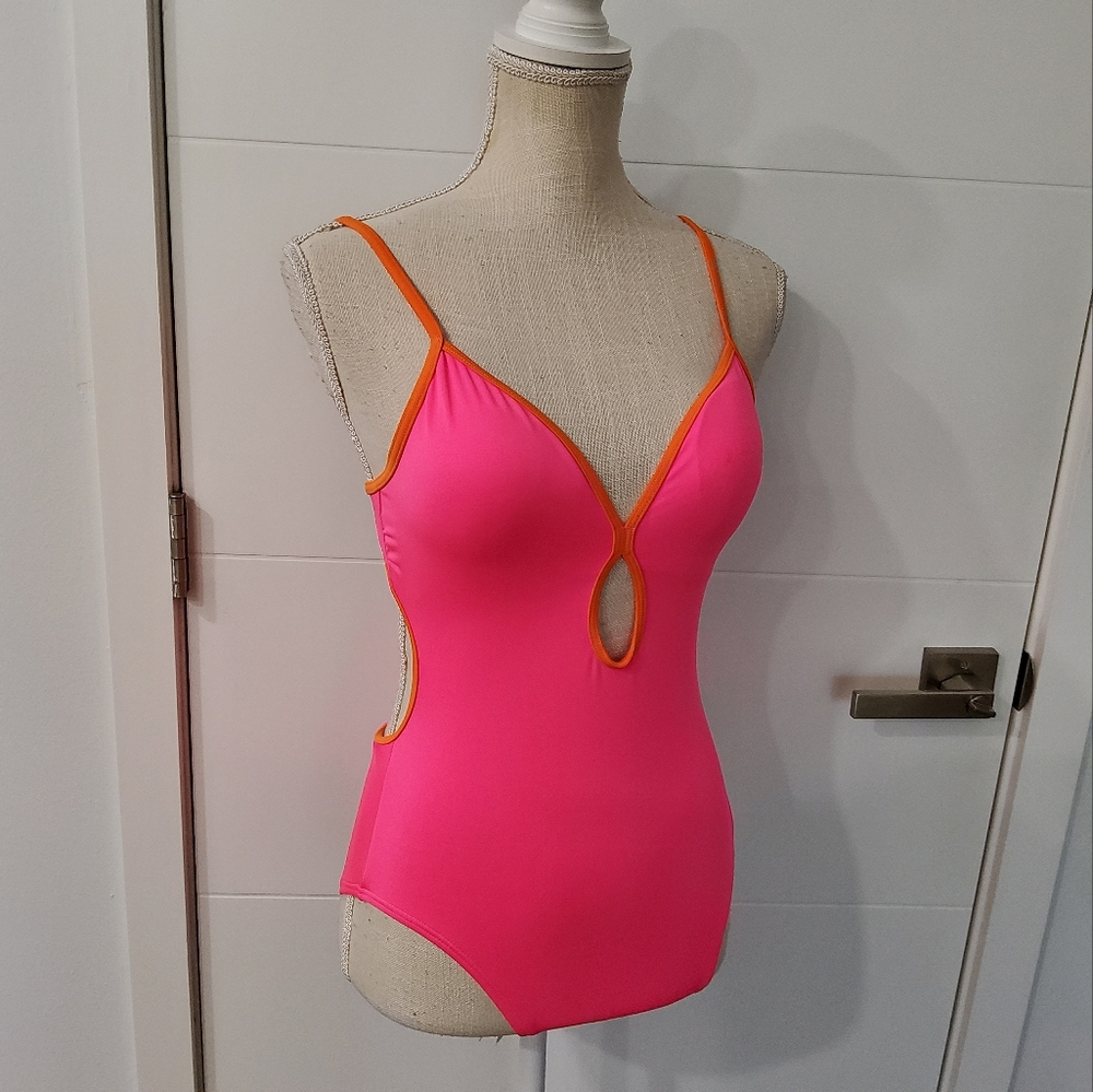 Kate Spade Pink and Orange One-Piece Swimsuit Size S